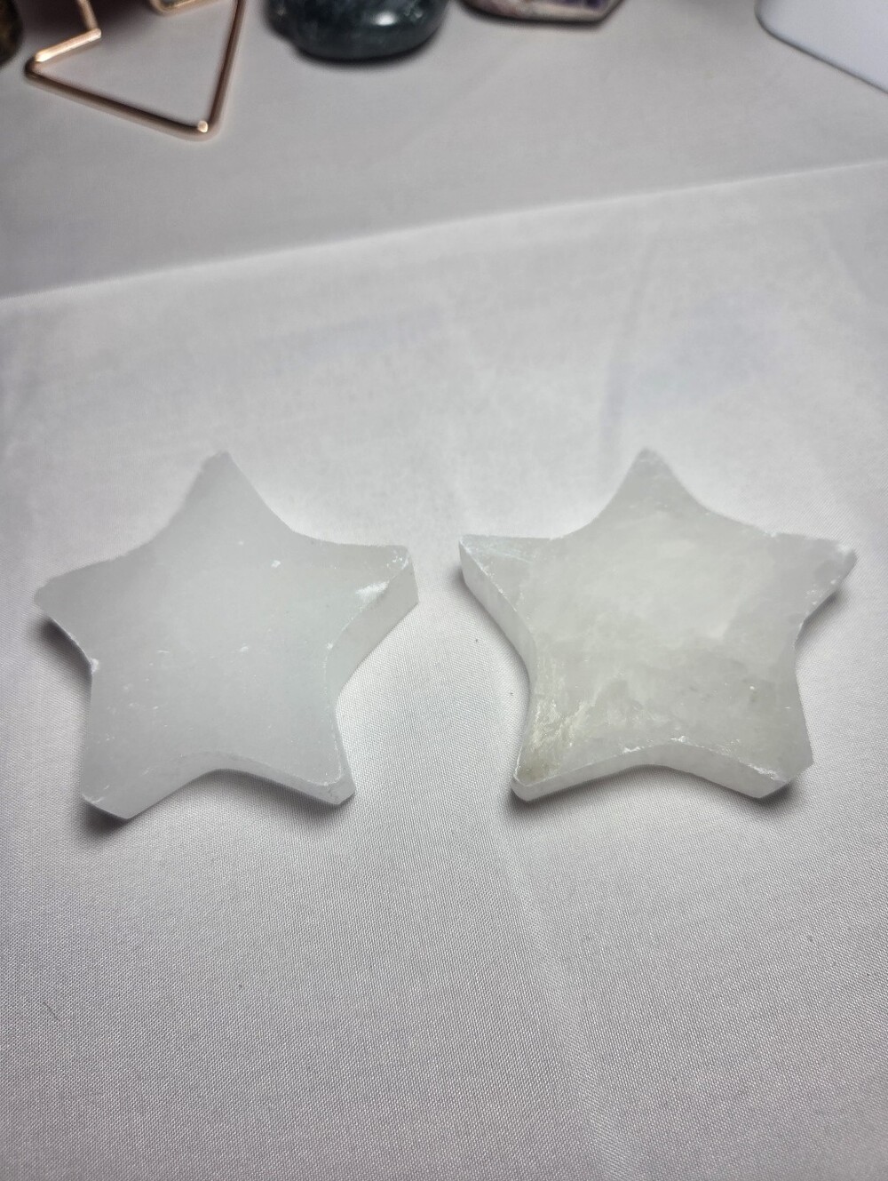 New White Star Selenite Carvings 60mm Wide 16mm Thick Charge Your Crystals